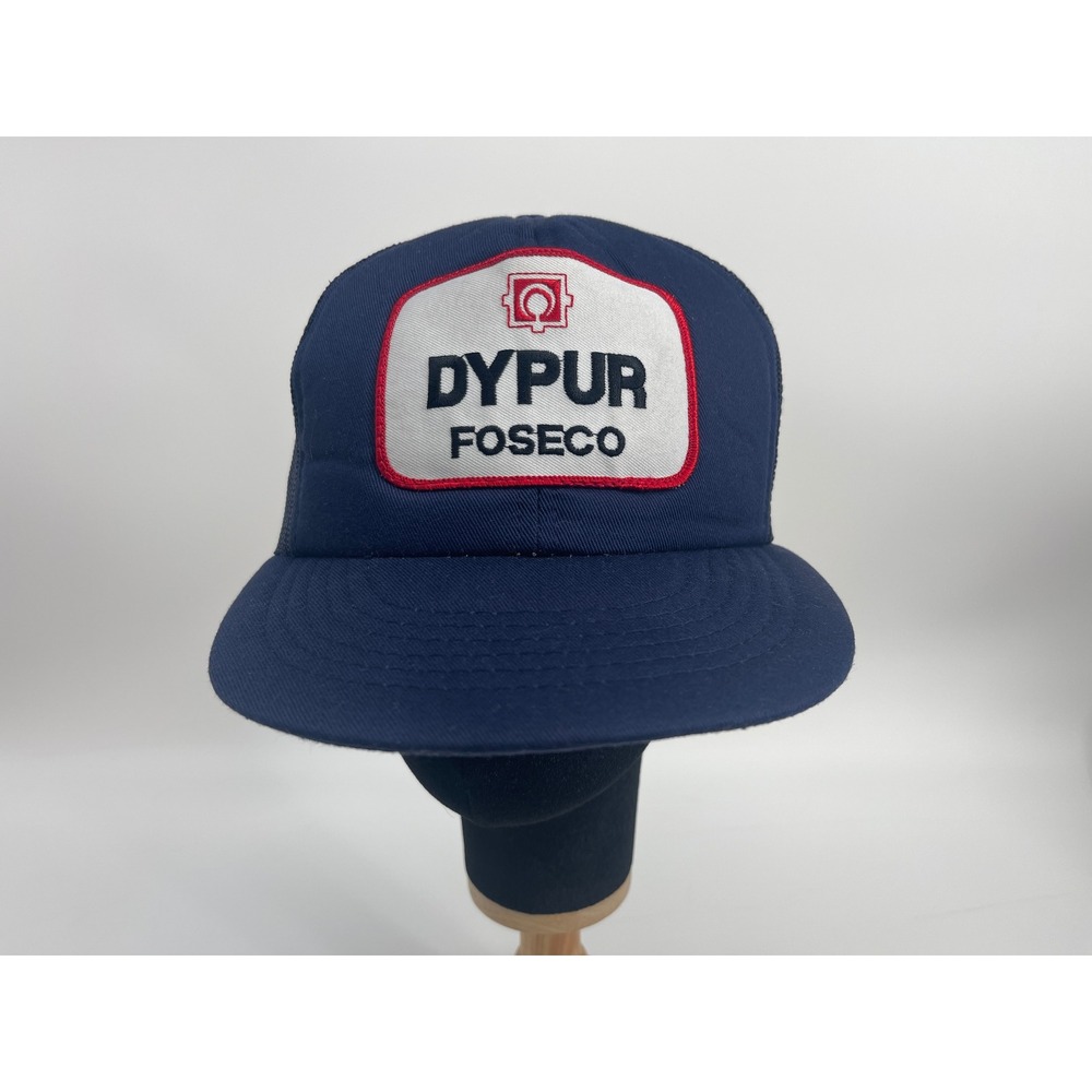 Vintage Cardinal Dypur Foseco Trucker Hat Navy Blue Mesh Snapback Workwear Cap